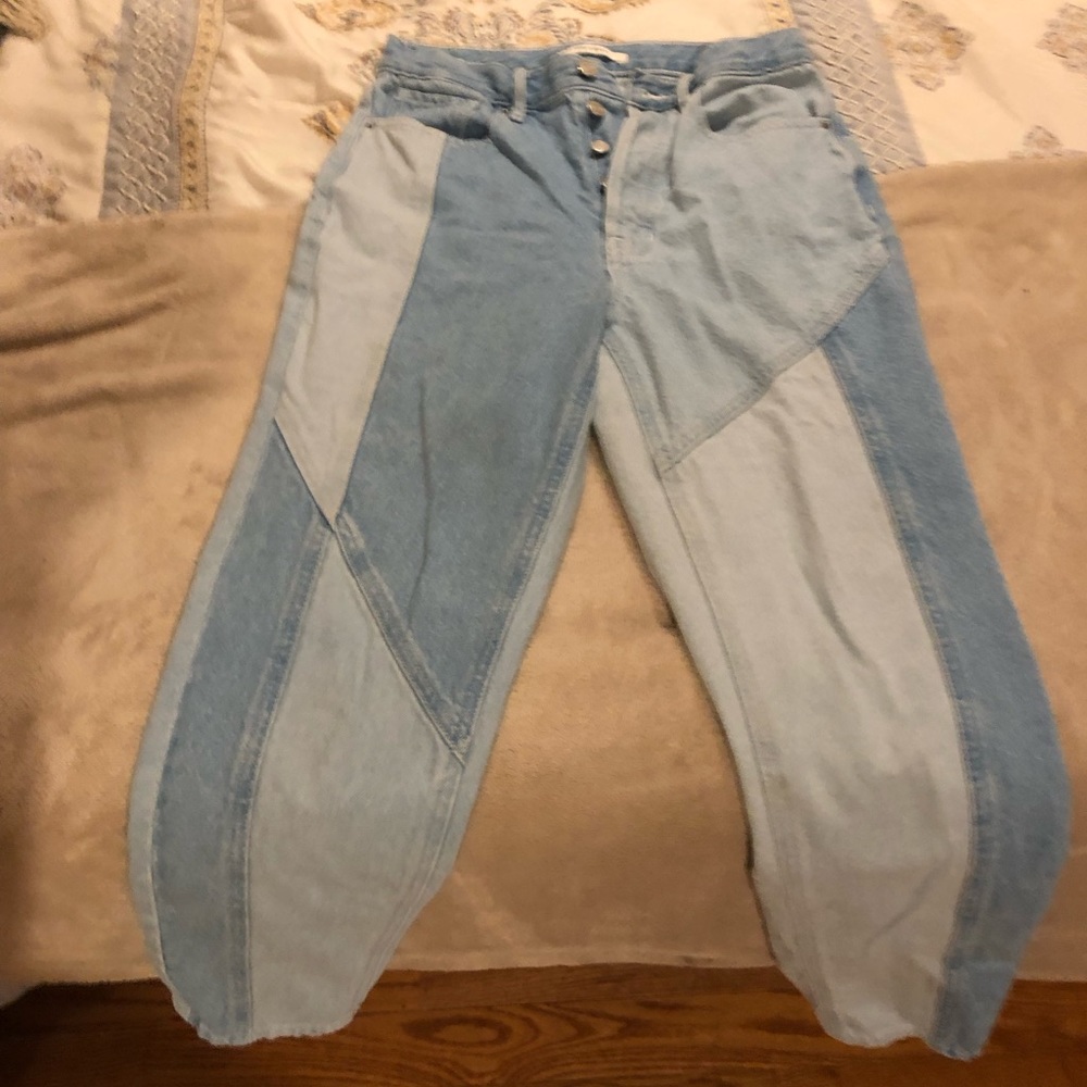 PacSun patchwork blue jeans, size 26.